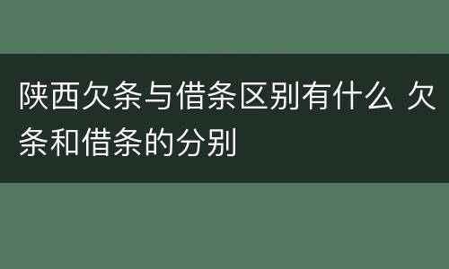 陕西欠条与借条区别有什么 欠条和借条的分别