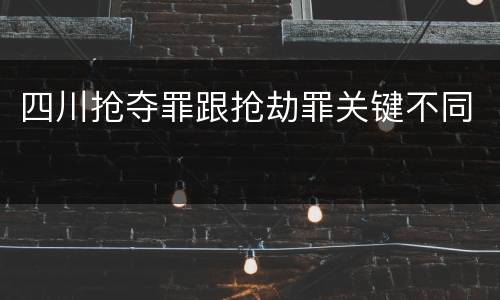 四川抢夺罪跟抢劫罪关键不同