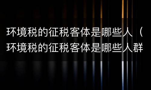 环境税的征税客体是哪些人（环境税的征税客体是哪些人群）