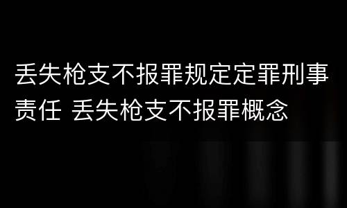 丢失枪支不报罪规定定罪刑事责任 丢失枪支不报罪概念