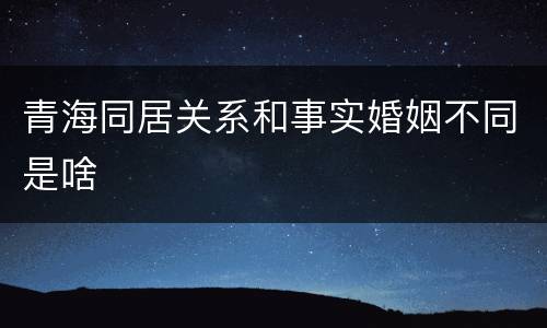 青海同居关系和事实婚姻不同是啥