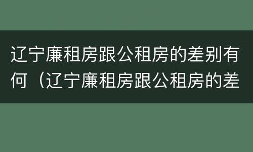 辽宁廉租房跟公租房的差别有何（辽宁廉租房跟公租房的差别有何不同）
