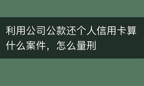 利用公司公款还个人信用卡算什么案件，怎么量刑