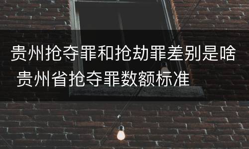 贵州抢夺罪和抢劫罪差别是啥 贵州省抢夺罪数额标准