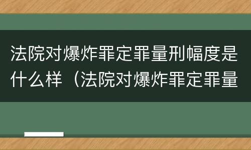 法院对爆炸罪定罪量刑幅度是什么样（法院对爆炸罪定罪量刑幅度是什么样的规定）