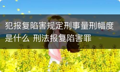 犯报复陷害规定刑事量刑幅度是什么 刑法报复陷害罪