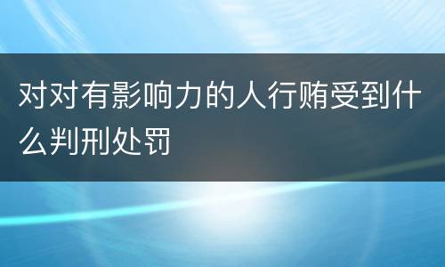 对对有影响力的人行贿受到什么判刑处罚