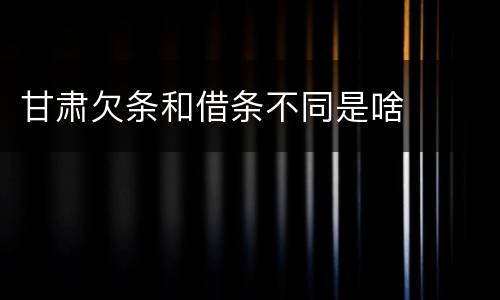 甘肃欠条和借条不同是啥