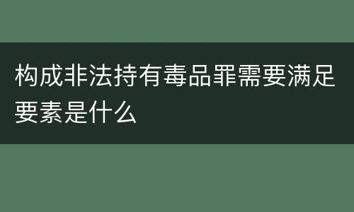 构成非法持有毒品罪需要满足要素是什么