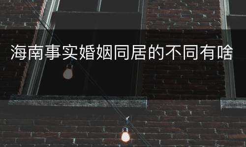 海南事实婚姻同居的不同有啥