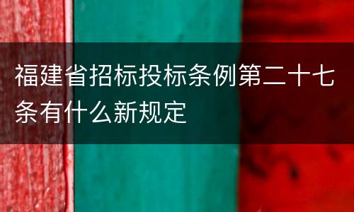 福建省招标投标条例第二十七条有什么新规定