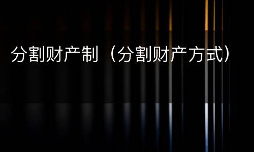 分割财产制（分割财产方式）