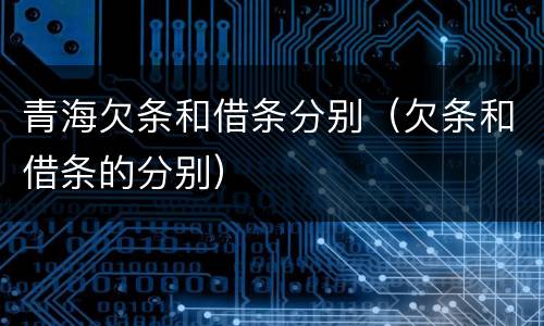 青海欠条和借条分别（欠条和借条的分别）