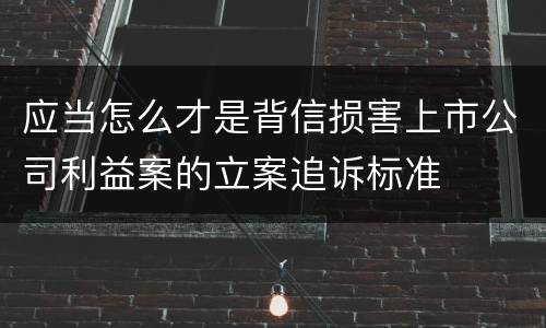 应当怎么才是背信损害上市公司利益案的立案追诉标准