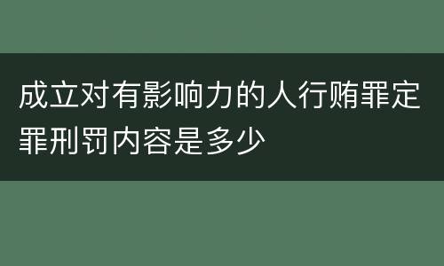 成立对有影响力的人行贿罪定罪刑罚内容是多少