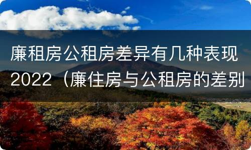 廉租房公租房差异有几种表现2022（廉住房与公租房的差别）