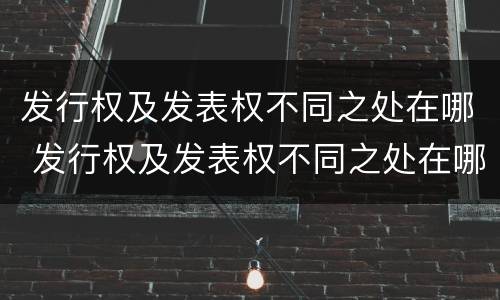 发行权及发表权不同之处在哪 发行权及发表权不同之处在哪
