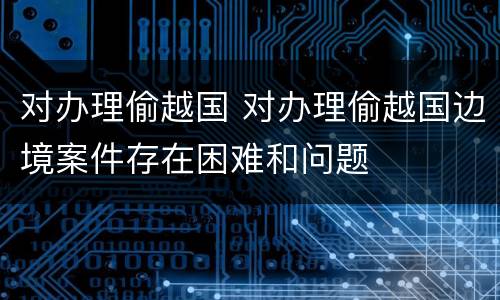 对办理偷越国 对办理偷越国边境案件存在困难和问题