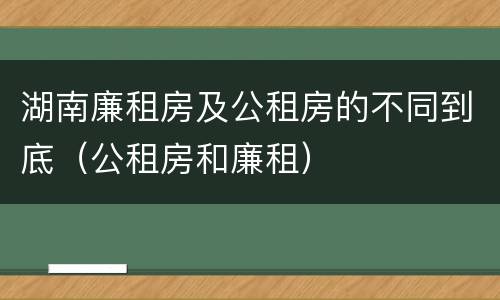 湖南廉租房及公租房的不同到底（公租房和廉租）