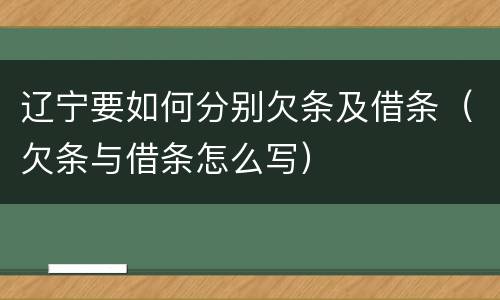 辽宁要如何分别欠条及借条（欠条与借条怎么写）