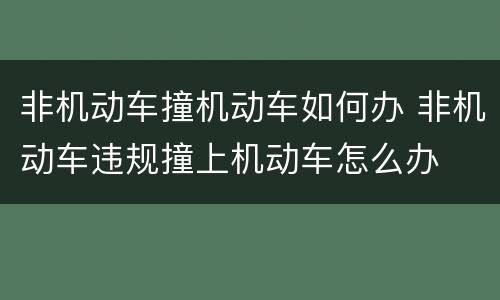 非机动车撞机动车如何办 非机动车违规撞上机动车怎么办