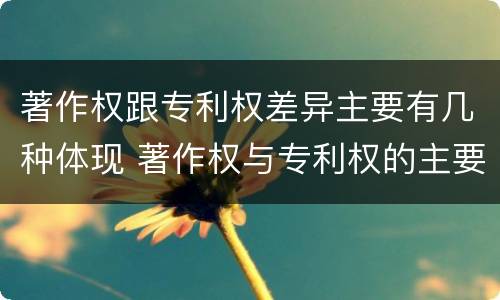 著作权跟专利权差异主要有几种体现 著作权与专利权的主要区别是什么