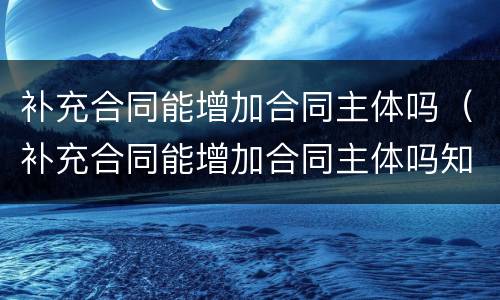 补充合同能增加合同主体吗（补充合同能增加合同主体吗知乎）