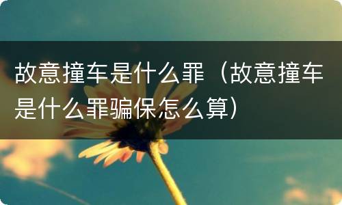 故意撞车是什么罪（故意撞车是什么罪骗保怎么算）