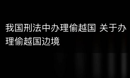 我国刑法中办理偷越国 关于办理偷越国边境