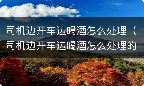 司机边开车边喝酒怎么处理（司机边开车边喝酒怎么处理的）