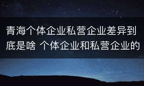 青海个体企业私营企业差异到底是啥 个体企业和私营企业的区别