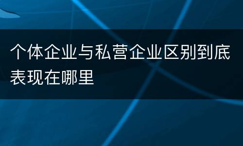 个体企业与私营企业区别到底表现在哪里