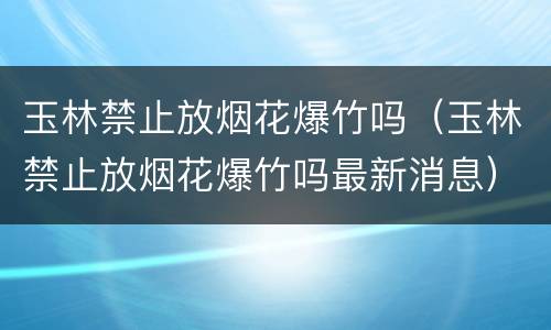 玉林禁止放烟花爆竹吗（玉林禁止放烟花爆竹吗最新消息）