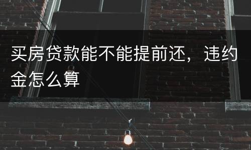 买房贷款能不能提前还，违约金怎么算