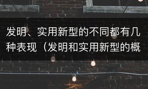 发明、实用新型的不同都有几种表现（发明和实用新型的概念）