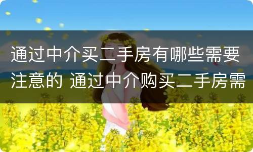 通过中介买二手房有哪些需要注意的 通过中介购买二手房需要注意什么