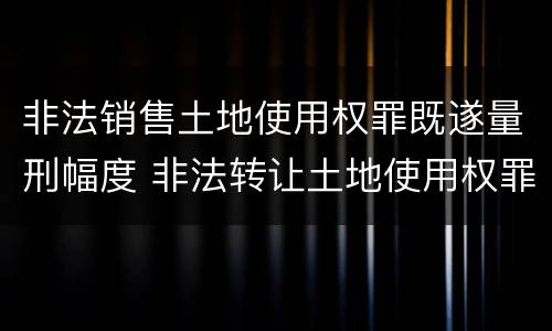 非法销售土地使用权罪既遂量刑幅度 非法转让土地使用权罪既遂标准