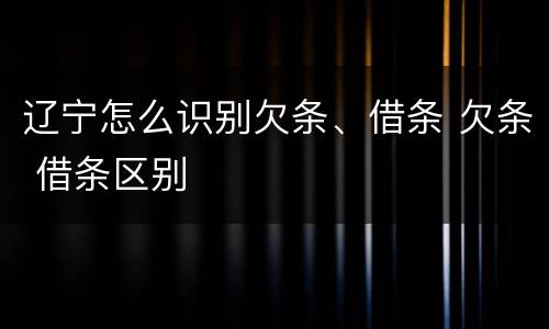 辽宁怎么识别欠条、借条 欠条 借条区别