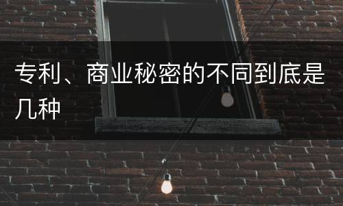 专利、商业秘密的不同到底是几种