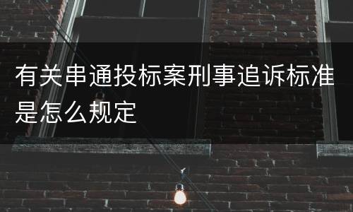 有关串通投标案刑事追诉标准是怎么规定