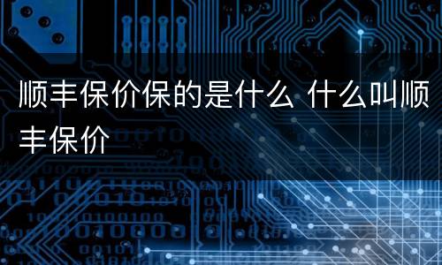 顺丰保价保的是什么 什么叫顺丰保价
