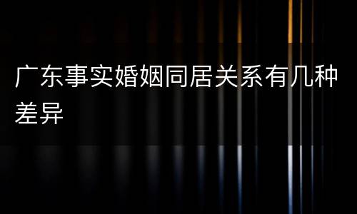 广东事实婚姻同居关系有几种差异
