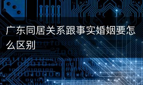 广东同居关系跟事实婚姻要怎么区别