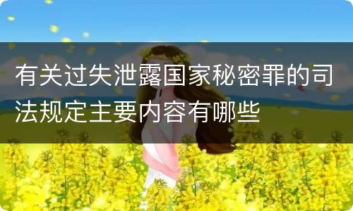 有关过失泄露国家秘密罪的司法规定主要内容有哪些