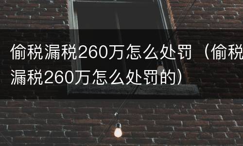 偷税漏税260万怎么处罚（偷税漏税260万怎么处罚的）