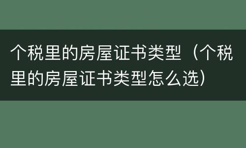 个税里的房屋证书类型（个税里的房屋证书类型怎么选）