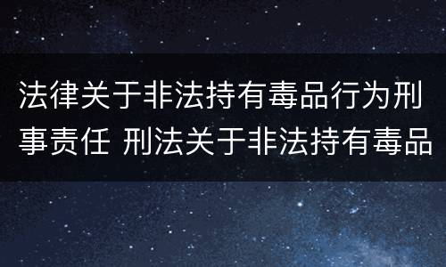 法律关于非法持有毒品行为刑事责任 刑法关于非法持有毒品罪的规定