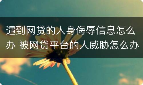 遇到网贷的人身侮辱信息怎么办 被网贷平台的人威胁怎么办