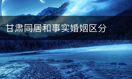 甘肃同居和事实婚姻区分