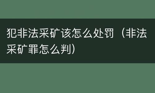 犯非法采矿该怎么处罚（非法采矿罪怎么判）